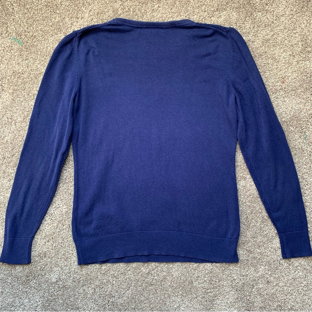 Banana Republic Women’s Thin Sweater Pullover Crochet Detail Royal Blue Medium - Picture 5 of 5